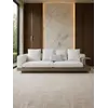 Nowoczesna sofa do salonu luksusowa 3 osobowa NAPOLEONE w ujęciu z przodu. Oświetlenie na zamówienie od Primavera Home.
