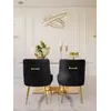Nowoczesne krzesło tapicerowane, w stylu glamour, do jadalni, salonu nowoczesne z kołatką, czarne, złote PALOMA — aranżacja wnętrza. Primavera Home.