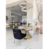 Nowoczesne krzesło tapicerowane, w stylu glamour, do jadalni, salonu nowoczesne z kołatką, czarne, złote PALOMA — aranżacja wnętrza. Primavera Home.