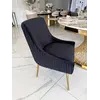 Nowoczesne krzesło tapicerowane, w stylu glamour, do jadalni, salonu nowoczesne z kołatką, czarne, złote PALOMA — aranżacja wnętrza. Primavera Home.