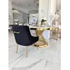 Nowoczesne krzesło tapicerowane, w stylu glamour, do jadalni, salonu nowoczesne z kołatką, czarne, złote PALOMA — aranżacja wnętrza. Primavera Home.
