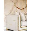 Złota Sofa Rozkładana Palace – Nowoczesna i Ekskluzywna widok od tyłu, podkreślający jej nowoczesny design. Ekspozycja w salonie od Primavera Home.