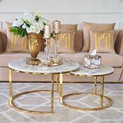 Glamour coffee table, modern gold with white stone table top MARCO GOLD