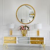 Exclusive TV chest of drawers, with mirrors, wooden, white, black, glamor, lacquered, silver VENICE