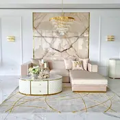 Beżowo złoty dywan glamour STRIPES GOLD