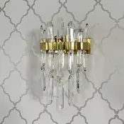 Kinkiet kryształowy nowoczesny złoty, designerska lampa ścienna glamour BULGARI