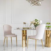 LOUIS modern beige gold New York-style upholstered glamour chair 49x55x110