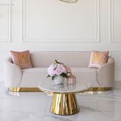 Aksamitna sofa złota beżowa glamour FLORENCE