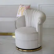 Aksamitny fotel obrotowy beżowy FLOWER