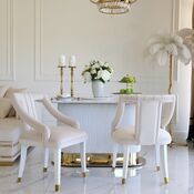 Exclusive glamorous dining chair, beige, white PALACE