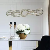 Żyrandol kryształowy złoty nowoczesny glamour, duża podłużna lampa wisząca nad stół CRYSTAL 5