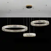 Żyrandol kryształowy złoty nowoczesny trzy ringi CRYSTAL XXL