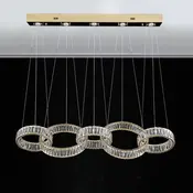 Żyrandol kryształowy złoty nowoczesny glamour, podłużna lampa wisząca nad stół CRYSTAL 5