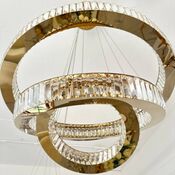 Crystal chandelier, ring, gold, modern glamor pendant lamp for the living room, adjustable ECLIPSE L
