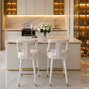 Luksusowy hoker do jadalni glamour, beżowy, biały PALACE