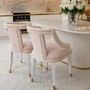 Krzesło beżowe złote do jadalni glamour PALACE