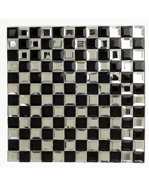 Black and White Hermione Black and White Glass Diamond Mosaic Chessboard