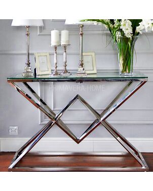 Console stainless steel silver glass CONRAD
