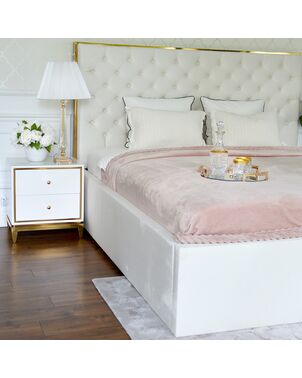 Bed glamour upholstered quilted modern New York style white SPECTRE GOLD