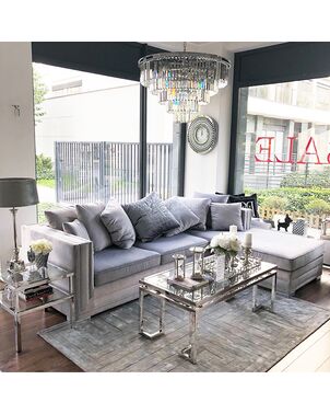 Coffee table OSKAR in glamour style stainless steel glass