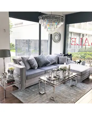 Stolik kawowy glamour stal nierdzewna z blatem w szkle OSKAR