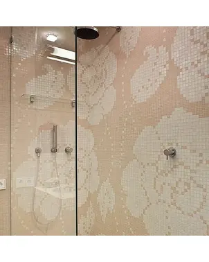 Mozaika Szklana kwiaty Winter Flowers Rosa Pesca biała, różowa