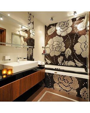 Glass mosaic winter Flowers Oro Nero brown 