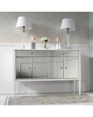 Mirror dresser ELEGANCE glamorous New York style, hamptons style modern wooden white Diamond