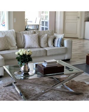 Bench Coffee table stainless steel silver NEW YORK