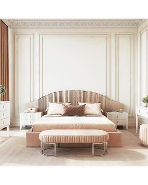 Upholstered glamorous bed CHIC pleated