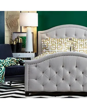 Łóżko glamour tapicerowane szare, białe, różne wymiary Queen