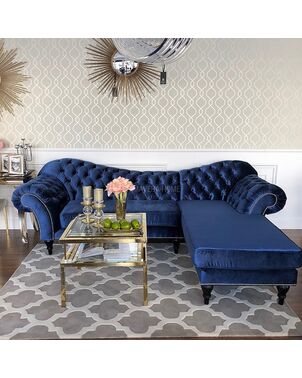 Glamour corner sofa with chaise longue grey black ROMA