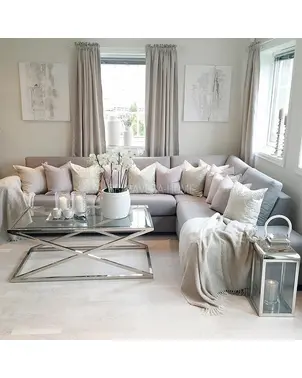 Stolik kawowy glamour stal nierdzewna szklany srebrny CRISS CROSS M