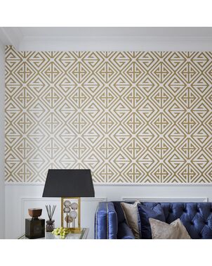 BRIDGE HAMPTON Tapeta geometryczna złota w stylu nowojorskim angielskim amerykańskim