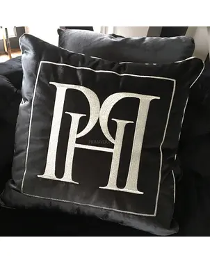 Cushion 50x50 with logo in Emerald fabric black