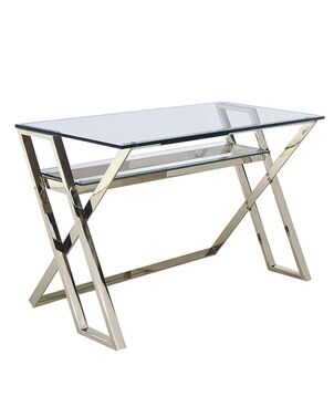 Biurko stół MODERN szklany stal nierdzewna srebrny