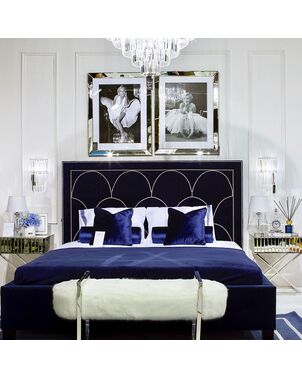 Upholstered bed quilted glamour New York grey, white SCALA