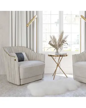 Fotel glamour tapicerowany, plisowany, luksusowy, designerski, nowoczesny w stylu glamour CHIC