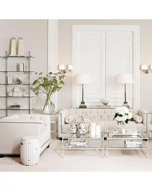 Ekskluzywna sofa 3 osobowa z pikowaniem aksamitna kanapa na wysokich nogach PAOLA