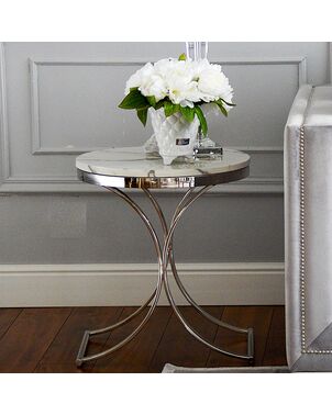 Glamor side table, white marble bedside table ALICE SILVER