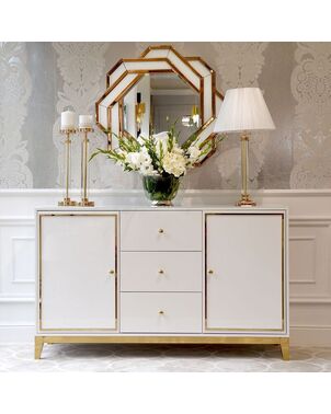 Lorenzo white and gold Glamour lacquered wooden chest of drawers