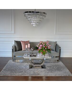 MADONNA Elegant and modern silver grey glamour upholstered sofa