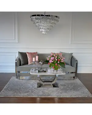 MADONNA Elegant and modern silver grey glamour upholstered sofa