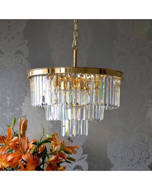 Glamor chandelier GLAMOR 50 cm crystal round, modern, hanging lamp, gold