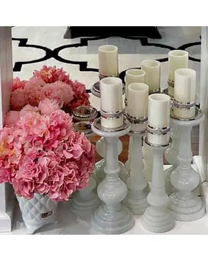 Świecznik WIKA biała patyna 31 cm