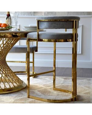 MARCO OUTLET modern gold grey glamour barstool for dining room, bar, aisle
