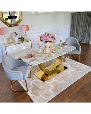 Moroccan carpet MAROC clover, modern glamor, beige color