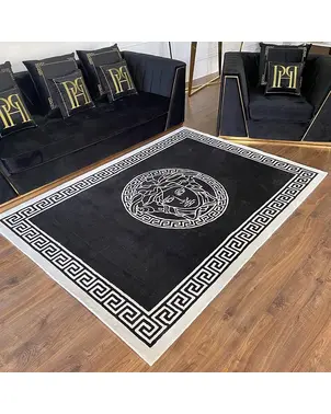 A modern black and white rug MEDUZA