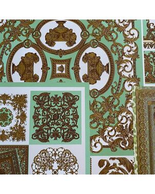 Luxury wallpaper Versace Découpage squares green-gold