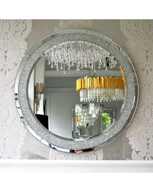A diamond round mirror in the galmour style PAOLA SILVER
